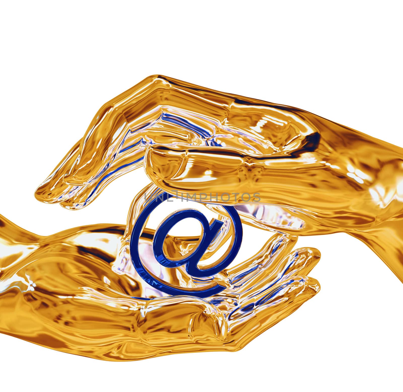 at symbol in the hands for web-site icon