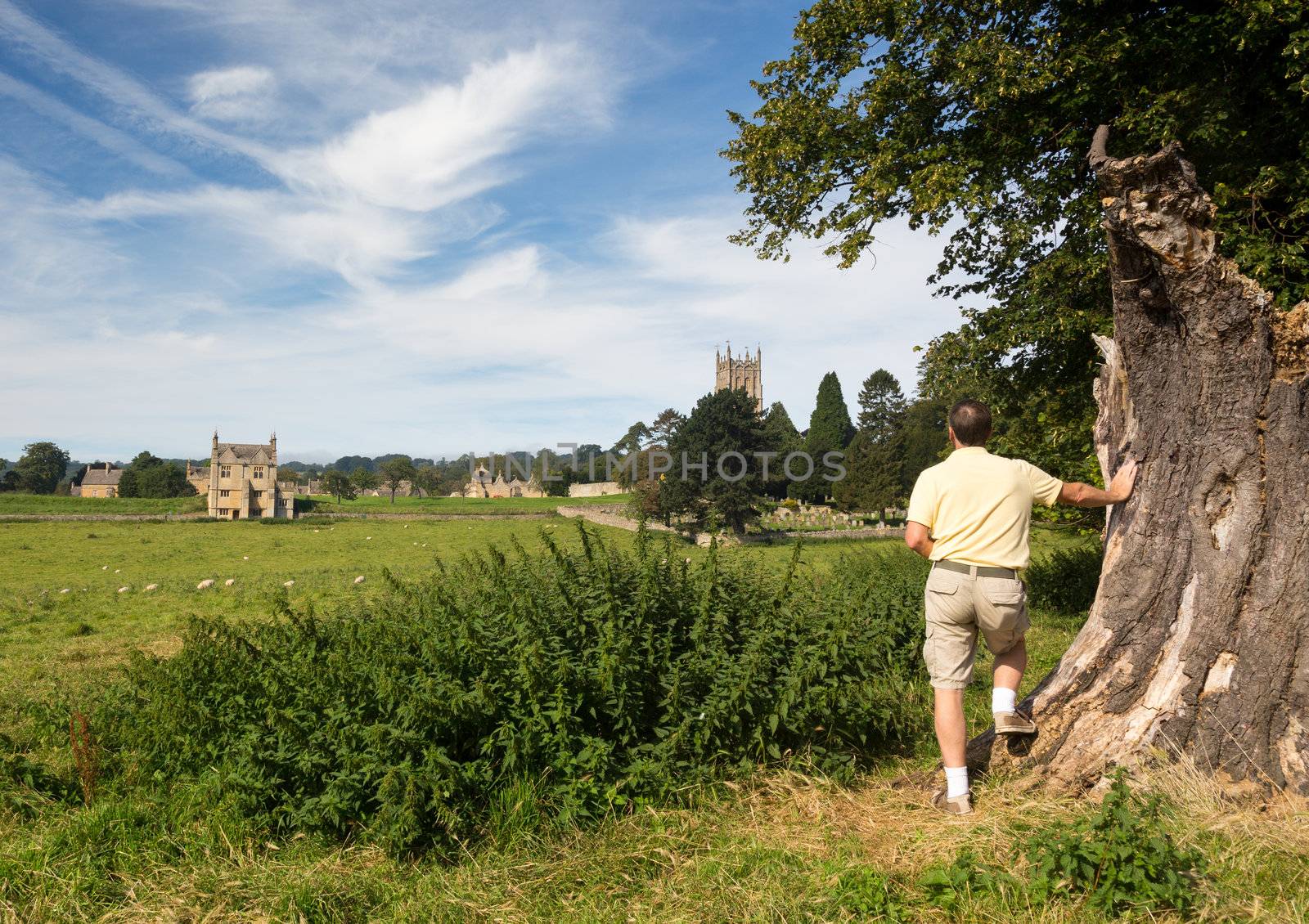 Church St James across meadow in Chipping Campden by steheap