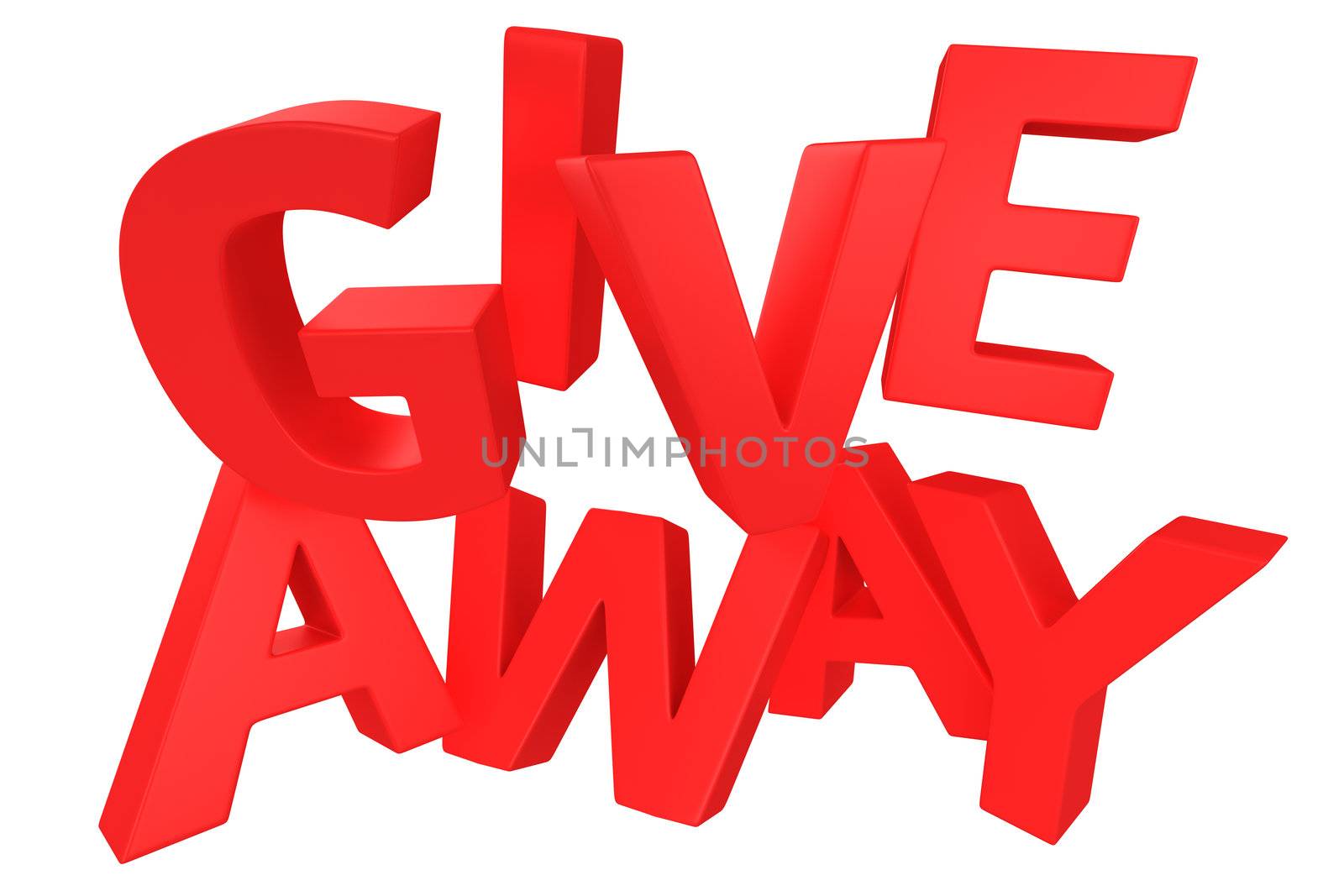 Word "Giveaway" made by red letters isolated on white