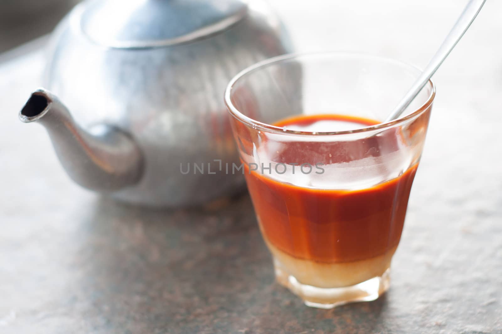 thai hot tea with sweet milk beverage