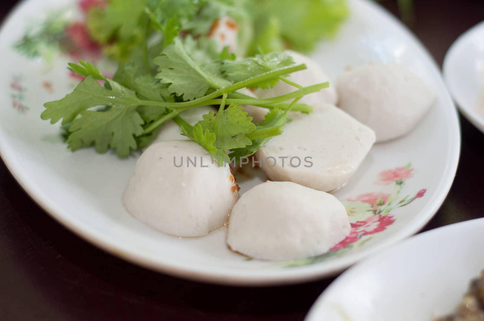 fish meat ball on dish