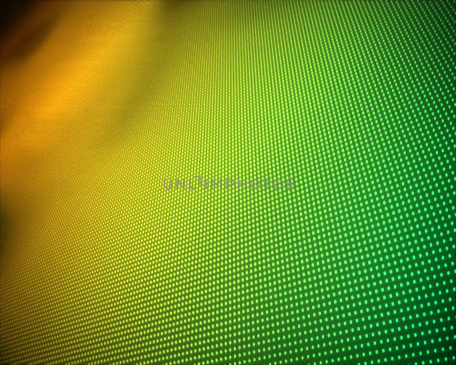 Background of multiple green and yellow dots fading to orange