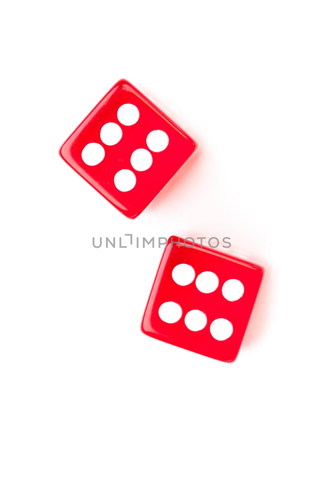 Dices designating a six number against a white background