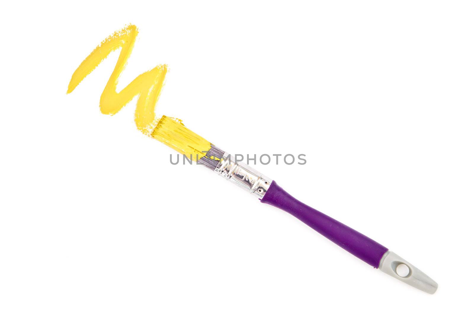 Yellow zigzag of painting against white background
