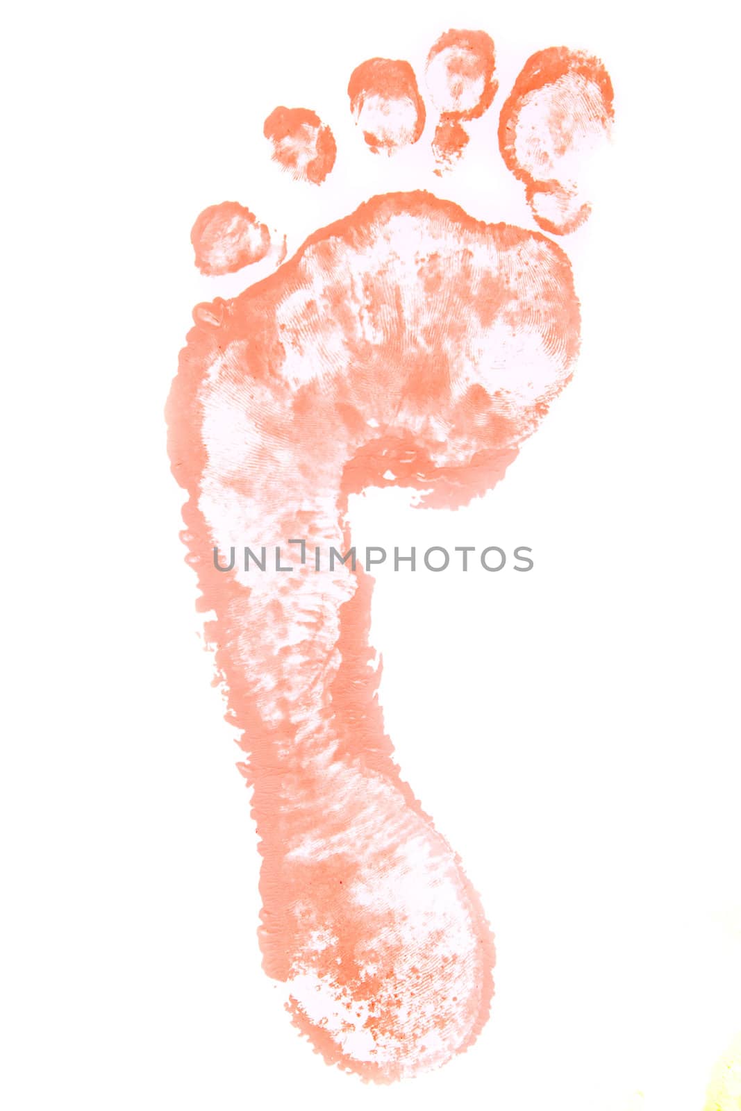 One red footprint against a white background