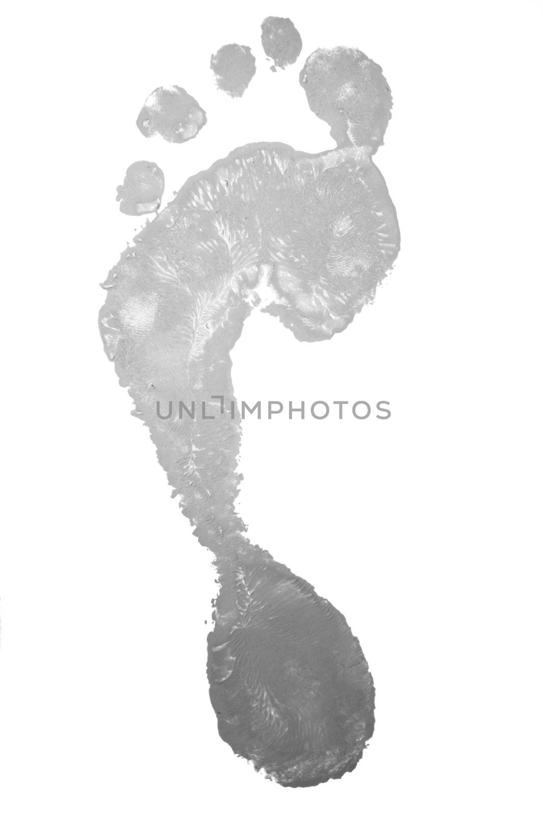 Footprint of a colour grey against a white background