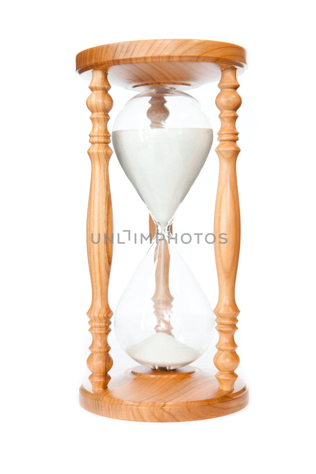 Hourglass against a white background