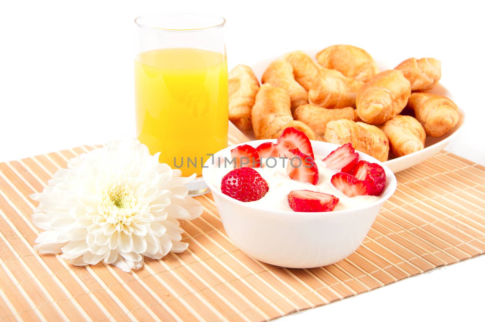 Breakfast with berries,orange juice and croissant by adam121