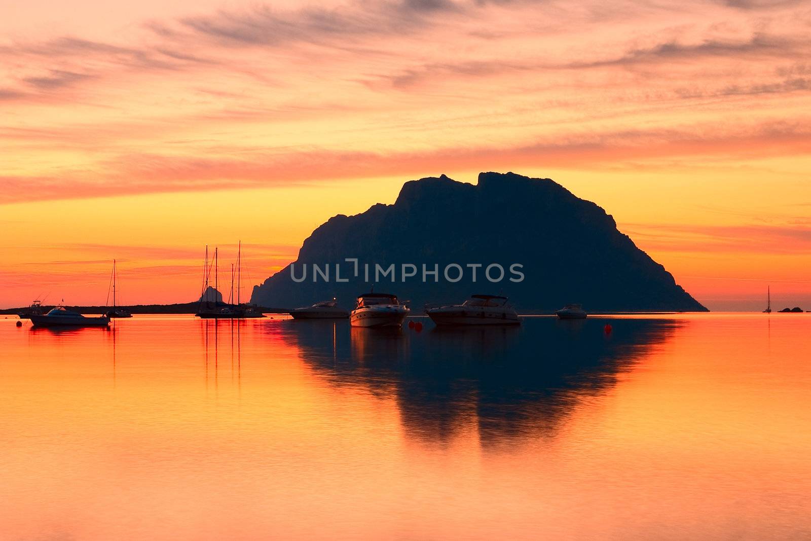 Famous island in Italy - Tavolara Island in the morning