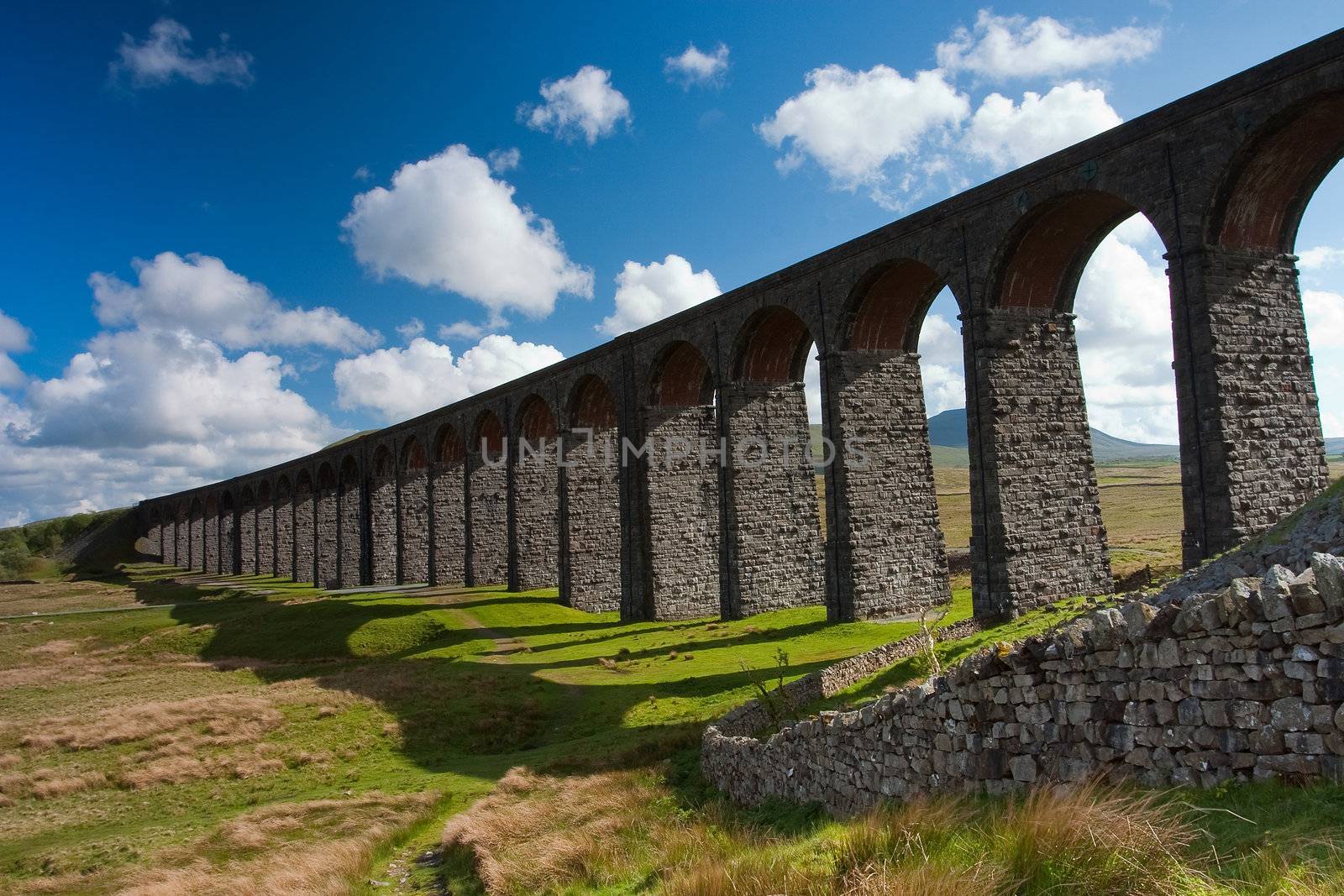 Famous Ribblehead viaduct in Yorkshire Dales in Great Britain