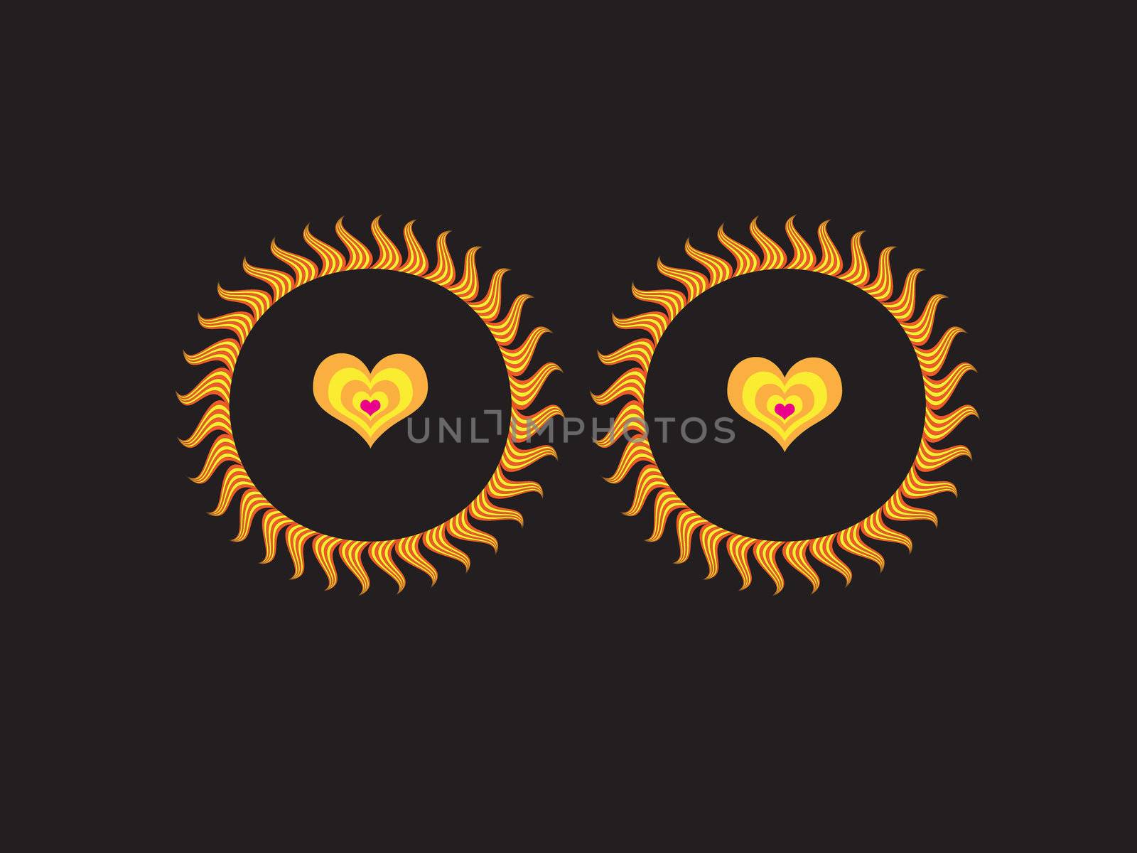Two suns on the black background