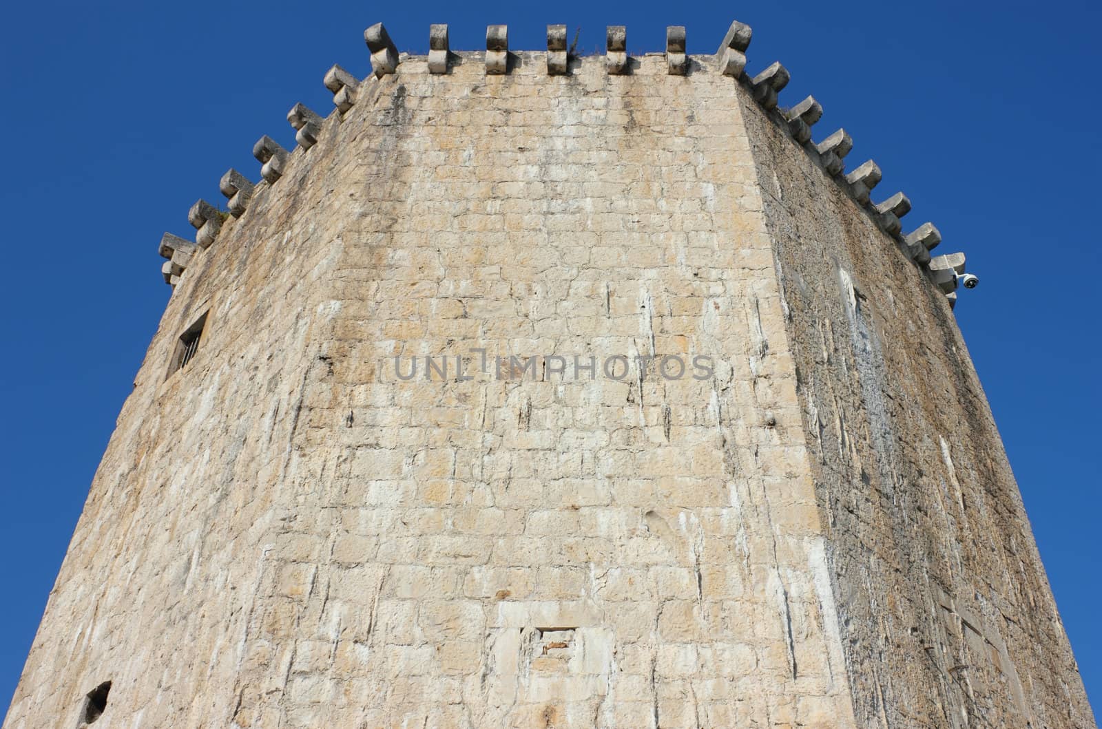 Detail shot of The Veriga Tower in castle Kamerlengo, Trogir.