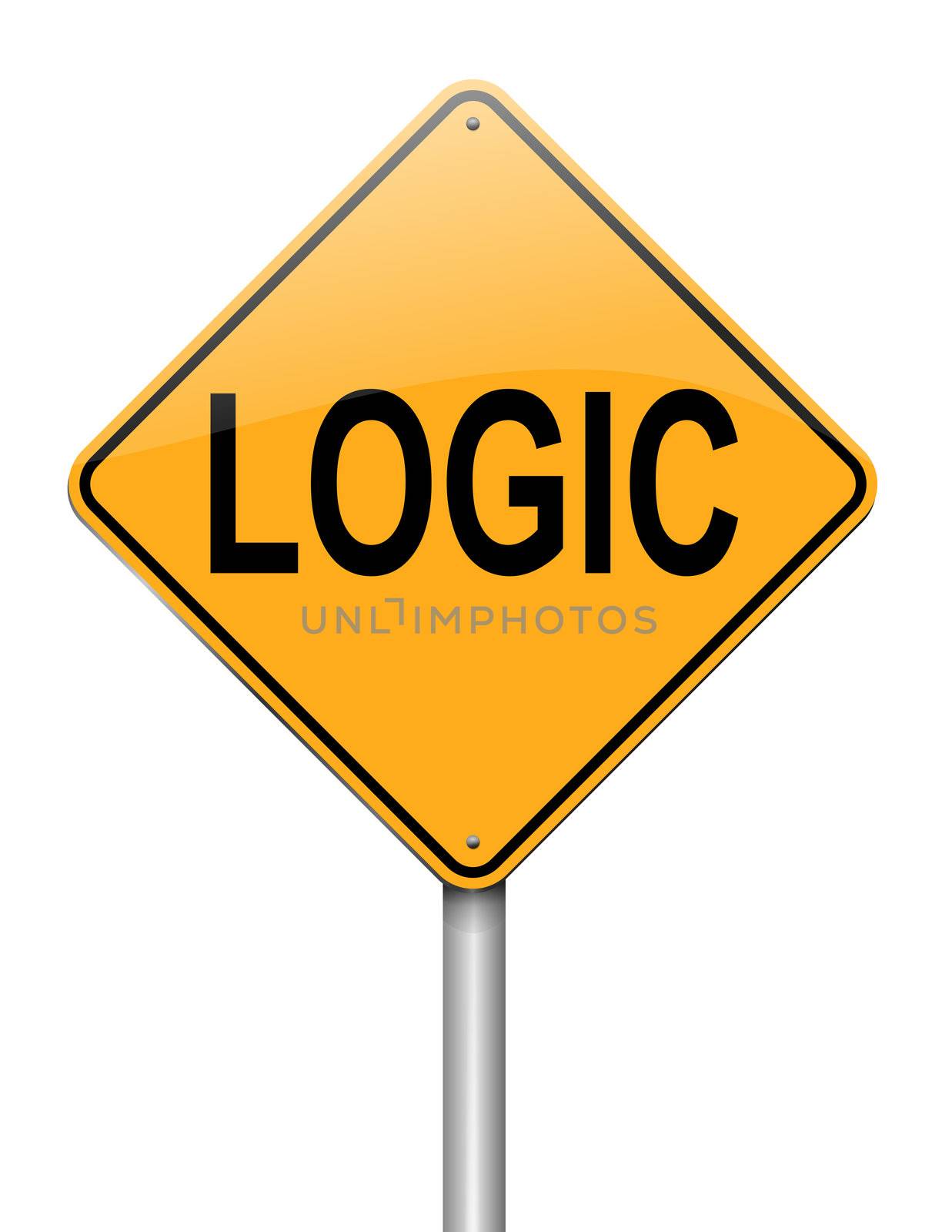 Illustration depicting a roadsign with a logic concept. White background.