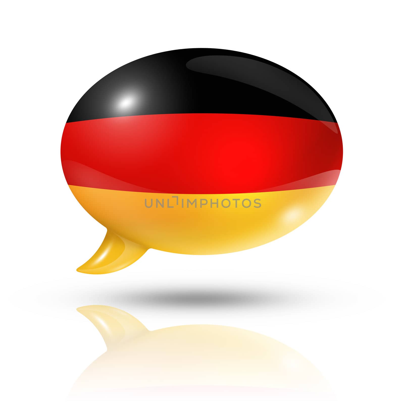 three dimensional Germany flag in a speech bubble isolated on white with clipping path