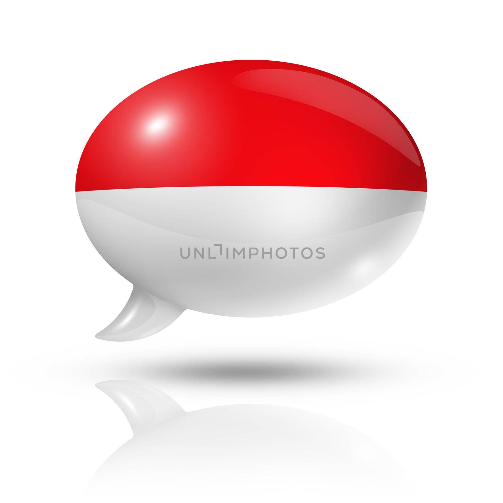 three dimensional Indonesia flag in a speech bubble isolated on white with clipping path