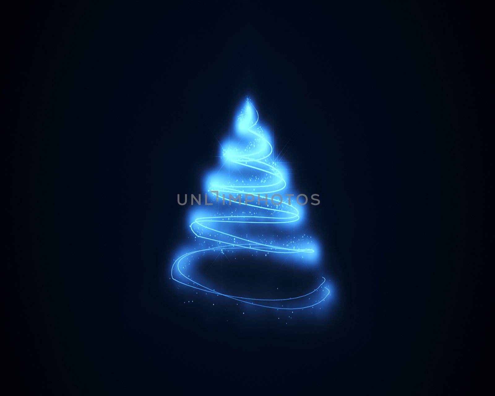 Background of circle blue lines of fluorescent lights