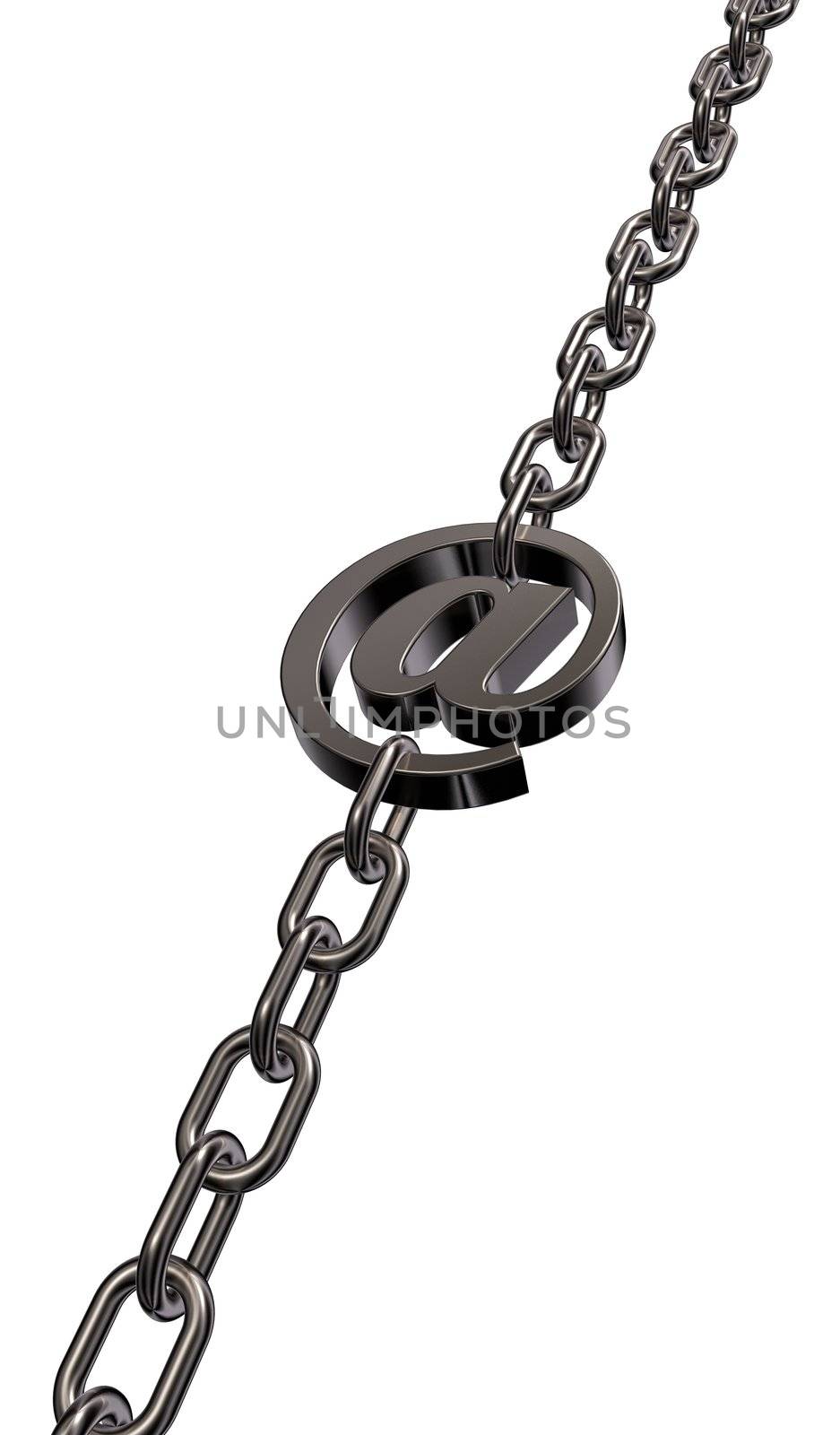 metal chain with email symbol - 3d illustration