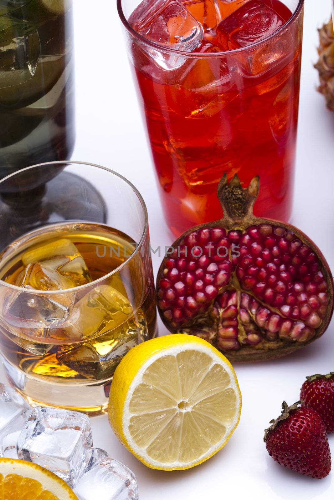 Alcohol drinks set with fruits by JanPietruszka