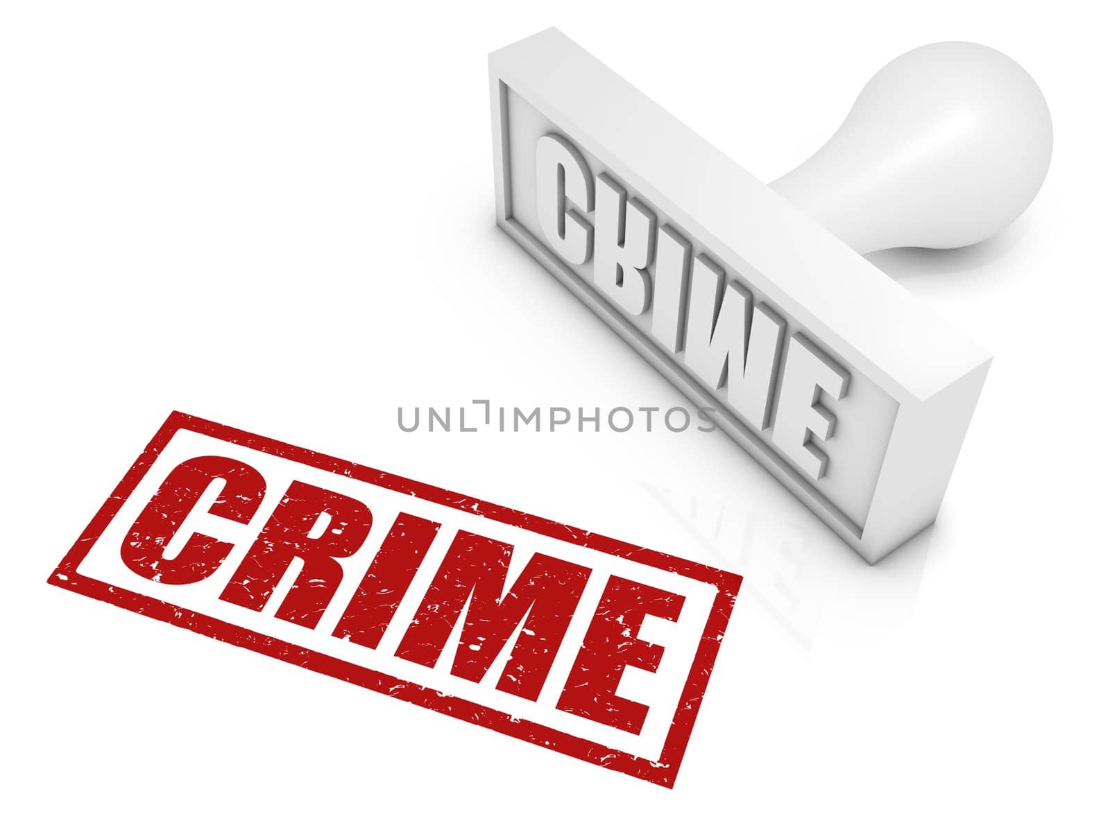 CRIME rubber stamp. Part of a series of stamp concepts.