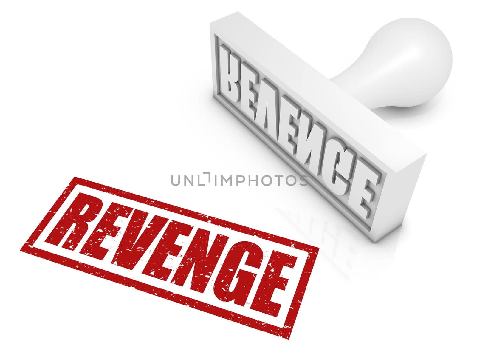 REVENGE rubber stamp. Part of a series of stamp concepts.