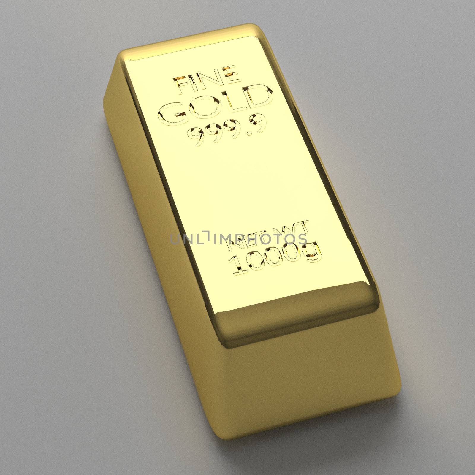 3d render of gold bar, for wealth or investment concepts.