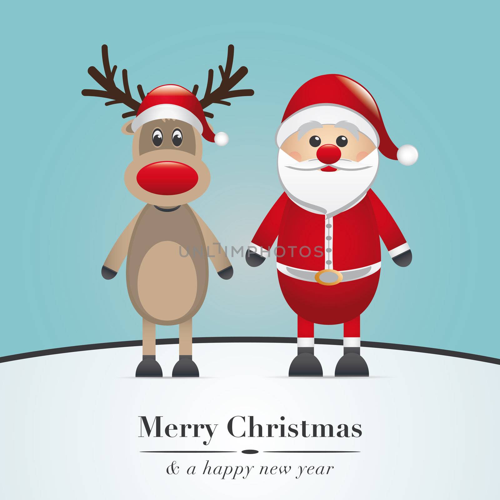 reindeer red nose and santa claus by dariusL