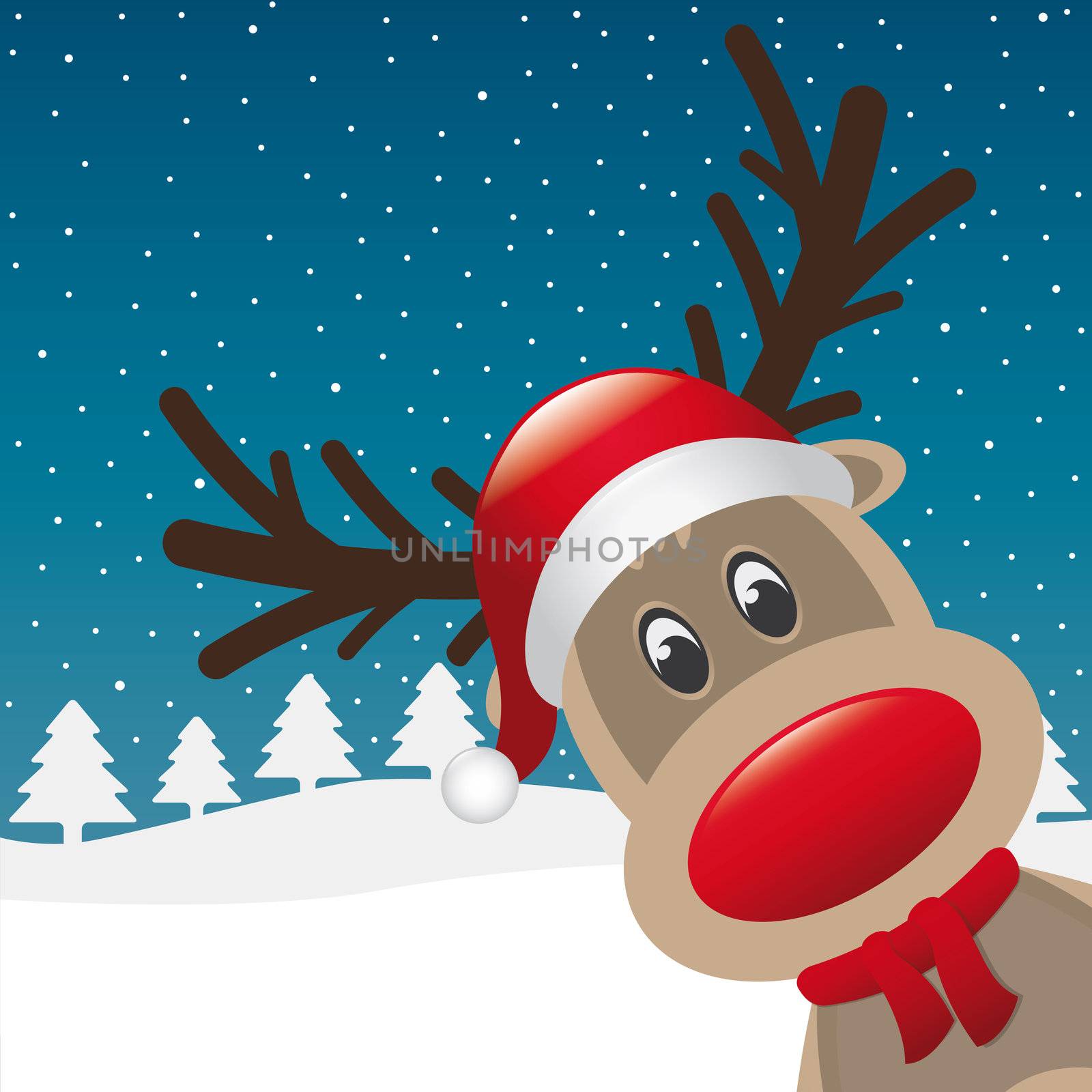 reindeer red nose santa claus hat by dariusL