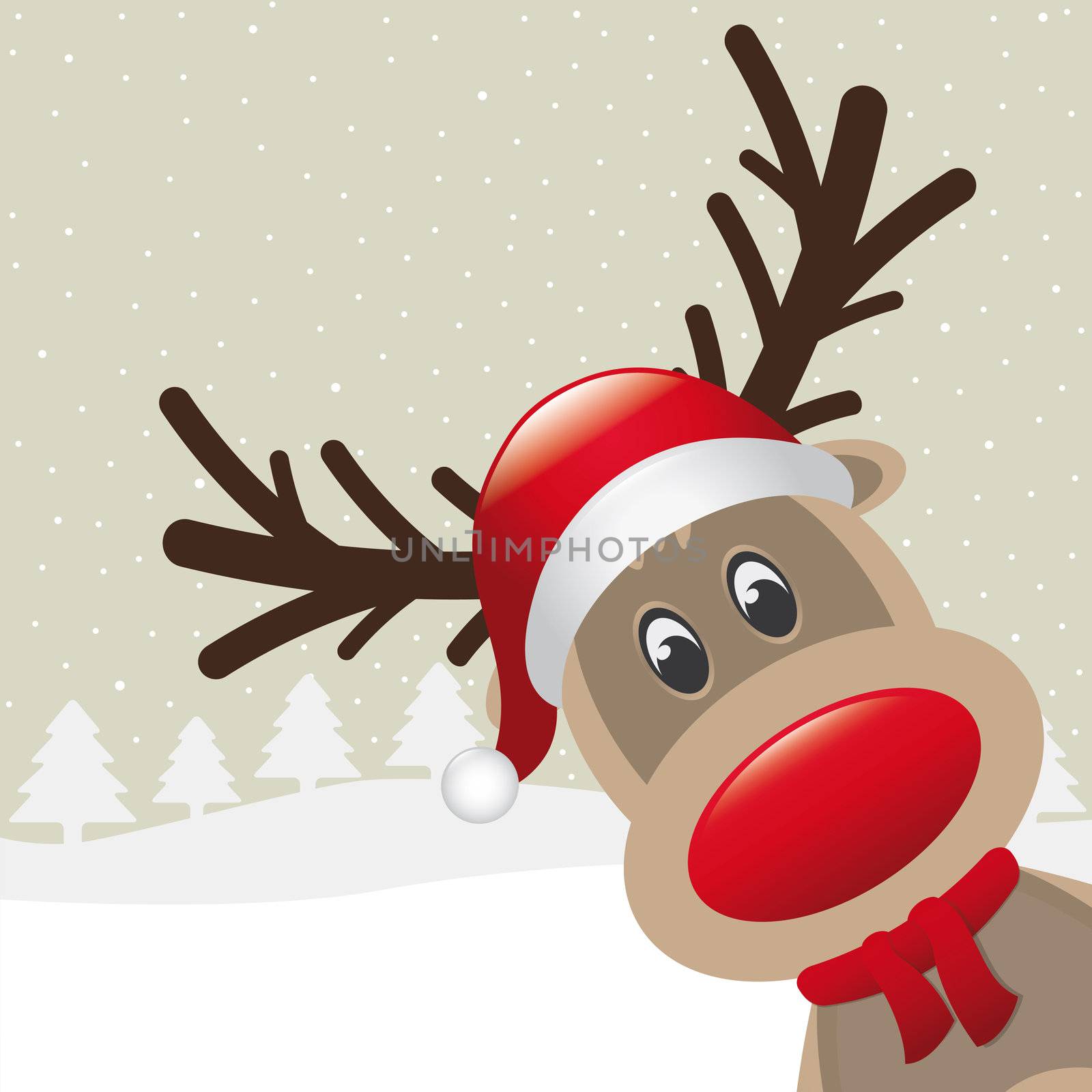 reindeer red nose scarf hat by dariusL