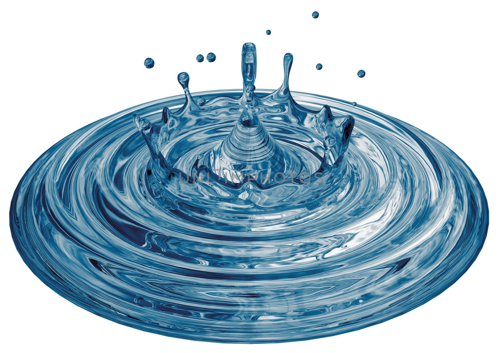 rendered fallen drop made splash in the water