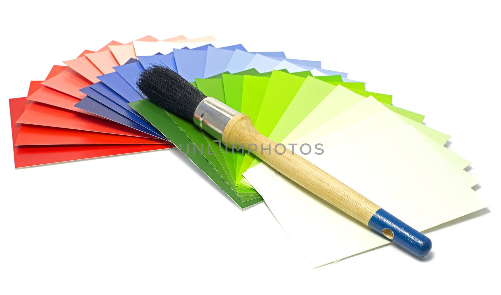blue color samples of painting with paintbrush
