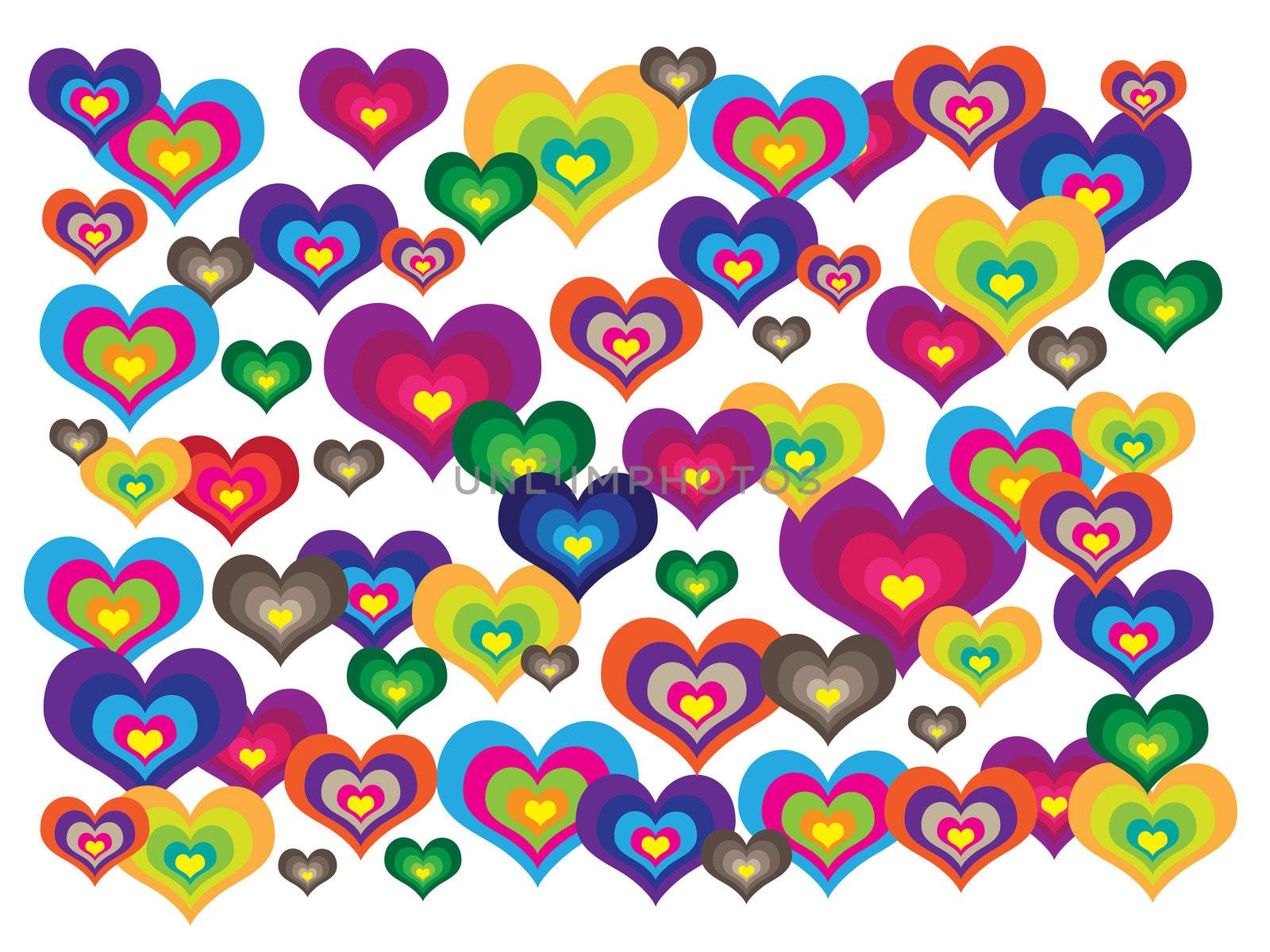 Differenst colorful hearts