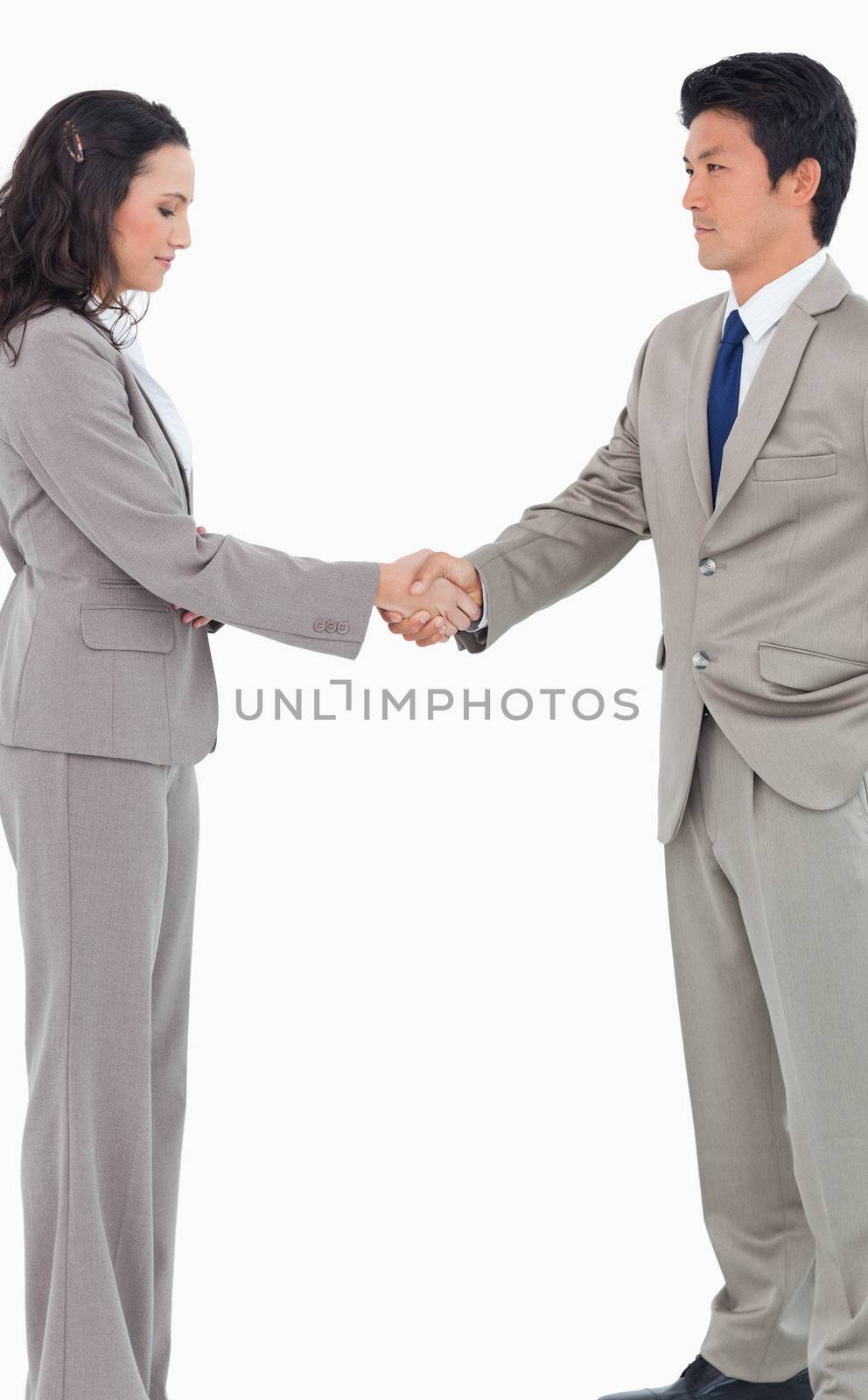 Young sales people shaking hands by Wavebreakmedia