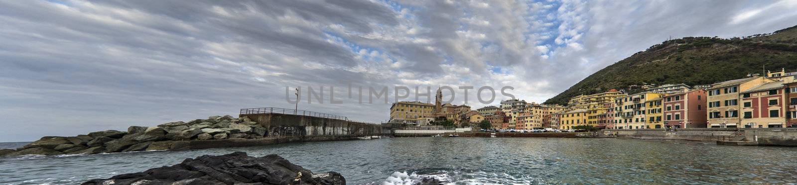 beautiful small town with a small harbor near Genova, Italy