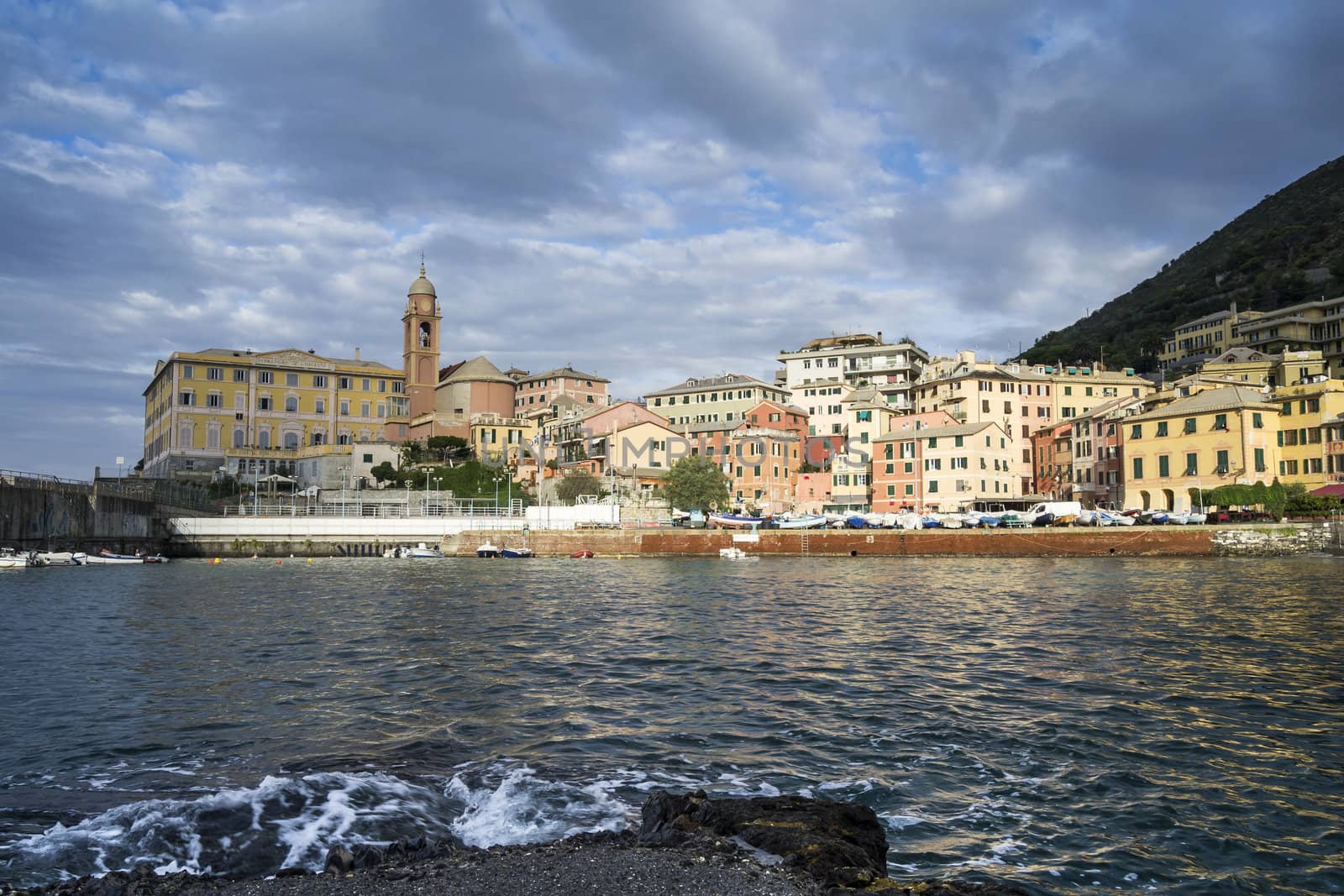 beautiful small town with a small harbor near Genova, Italy by avalon1973