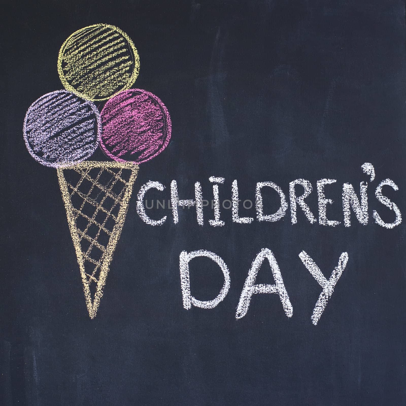 "Children's day"  written by a chalk on a blackboard