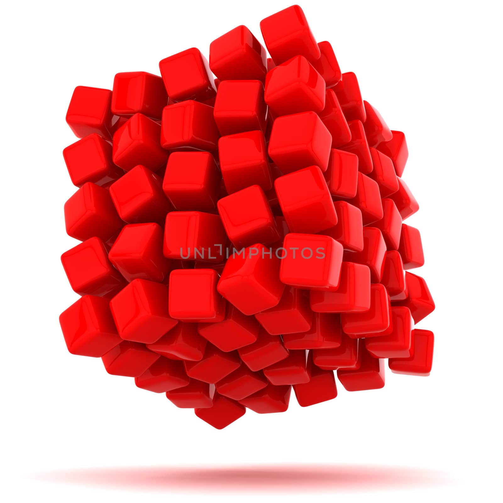 Big red cube falling apart