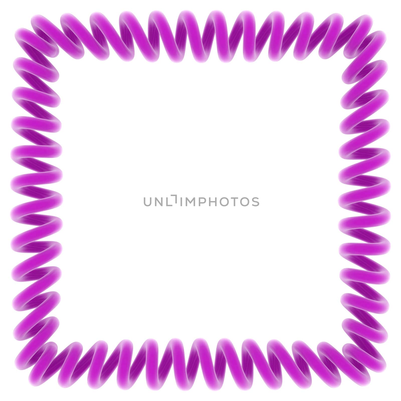 Purple spiral frame on white, 3d render