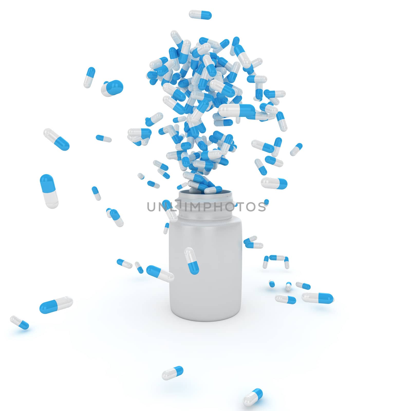 Explosion of blue pills