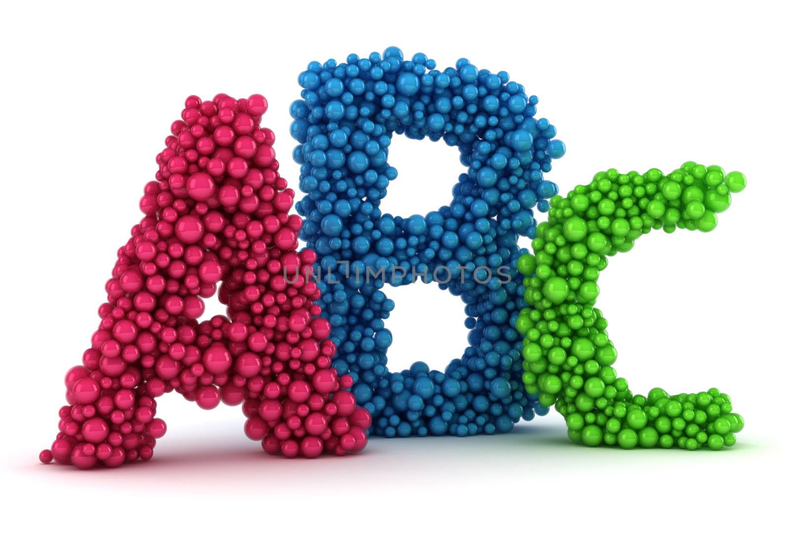Big A, B, C letters made from colored bubbles