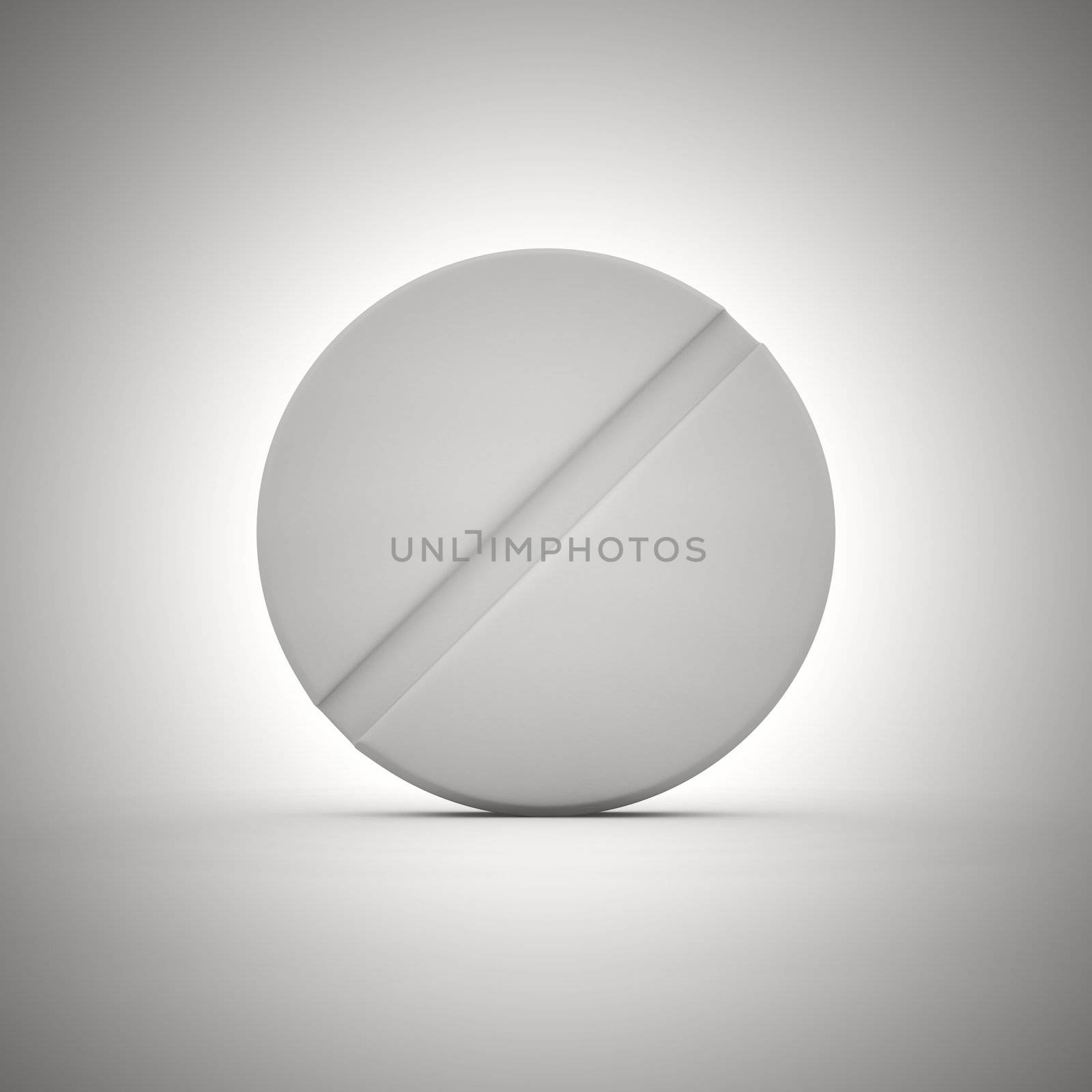 Big white tablet of round shape