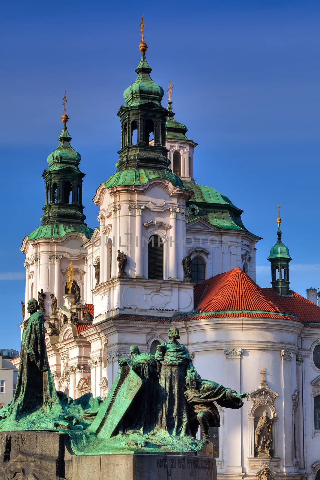 Detail of Baroque St. Nicholas' Cathedral on the Oldtown Square in Prague