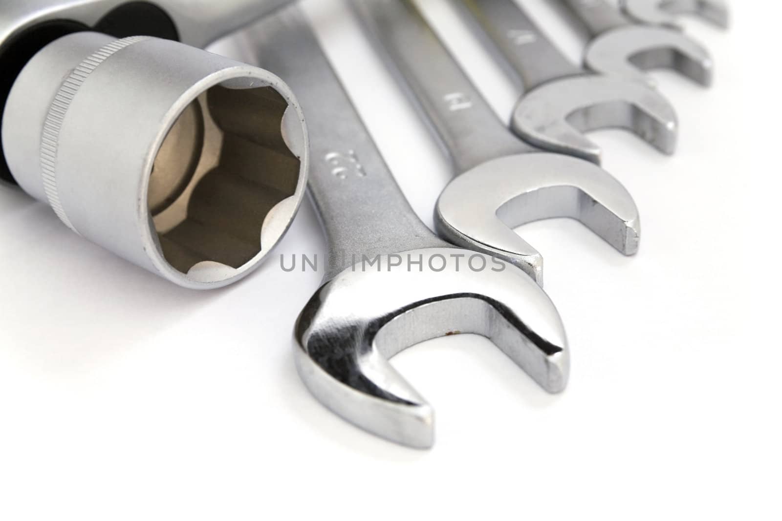 Set of metal tools on a white background by Serp