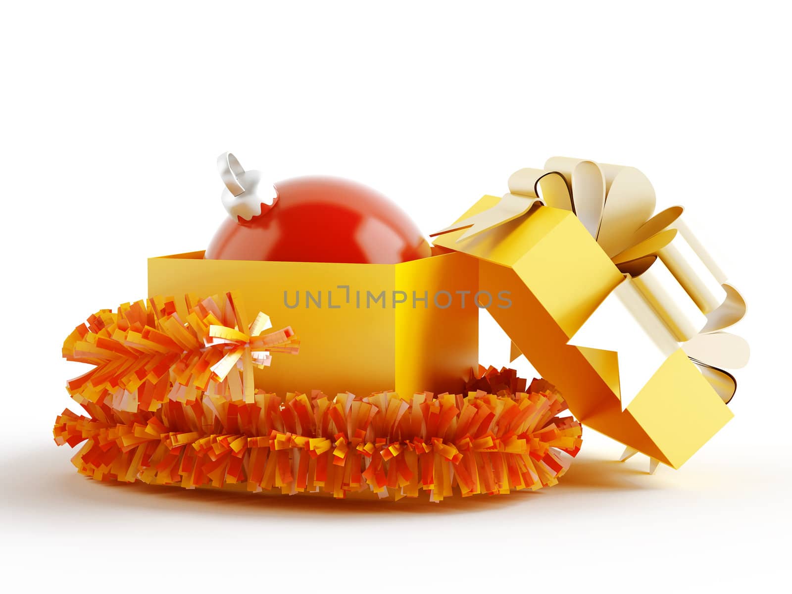 Christmas sphere as gift on a white background