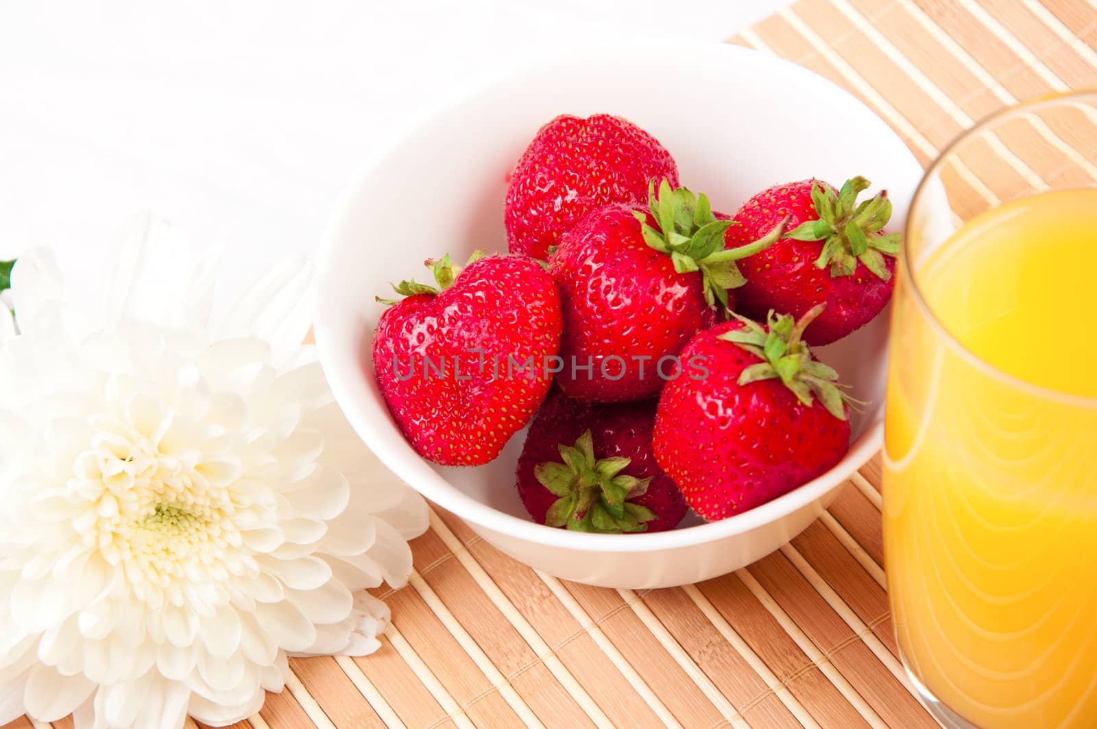 Breakfast with berries,orange juice and croissant, early breakfast