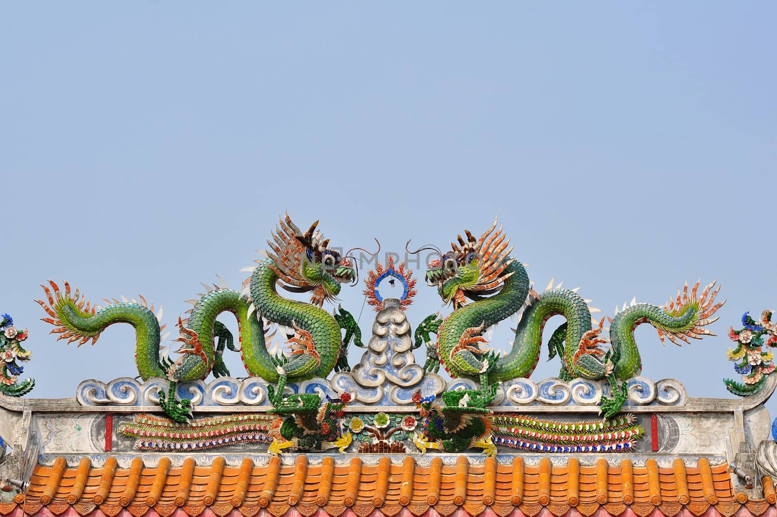 Chinese style dragon statue in Chinese temple