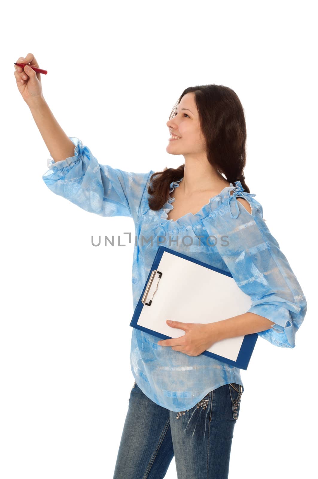 commodities expert with clipboard in the hand drawing a diagram