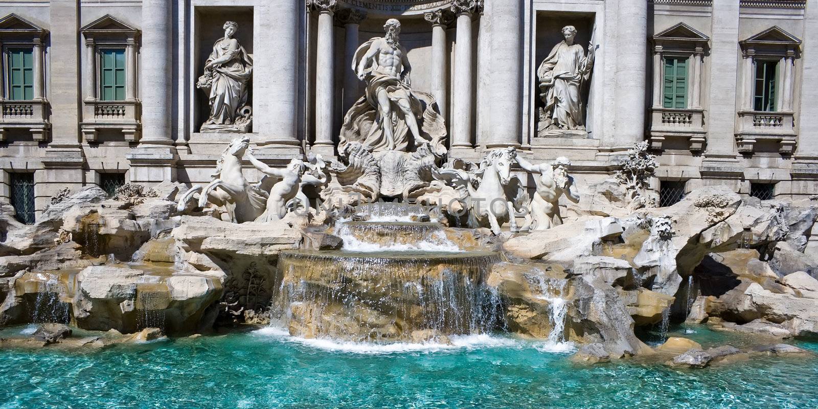 Famous Trevi Fountain in the center of Rome, Italy