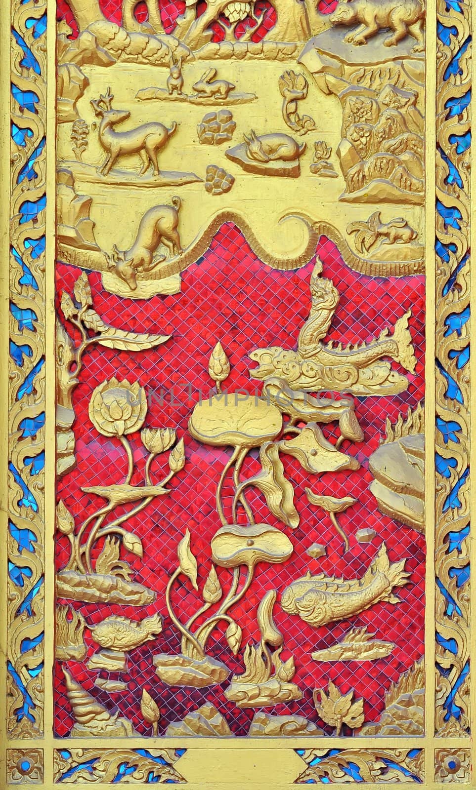 Pattern in traditional Thai style art of the temple 