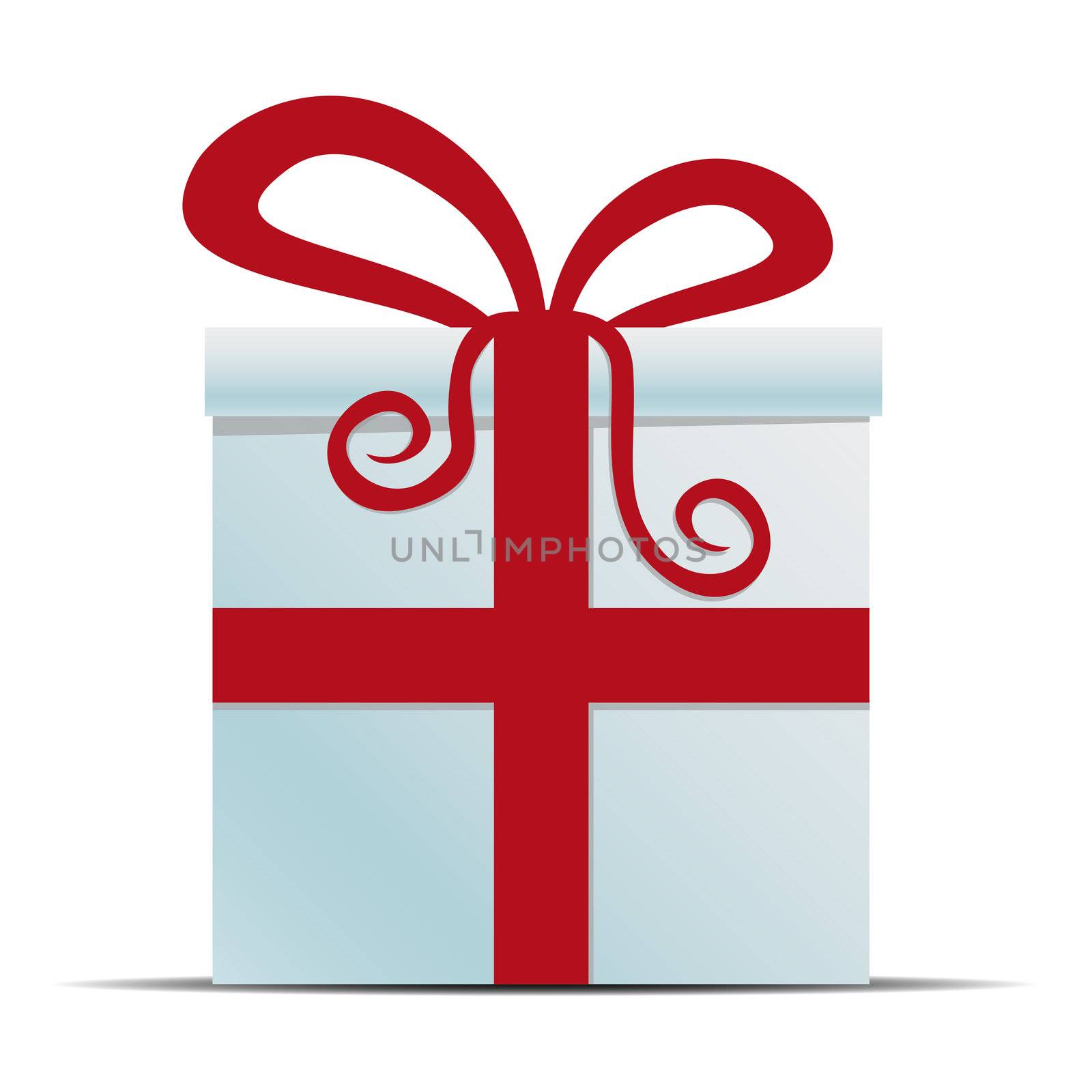 white gift box with red ribbon isolated