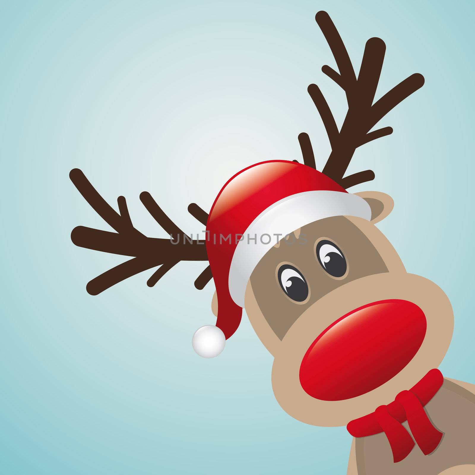 reindeer red nose and hat scarf by dariusL